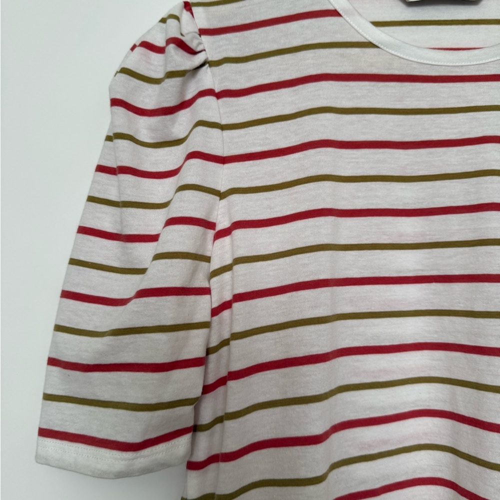 Rebecca Taylor Striped Cherry and Olive Women's Top - Picture 2 of 4